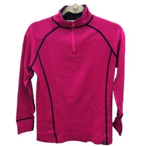Neve magenta wool blend quarter zip long sleeve top, size L